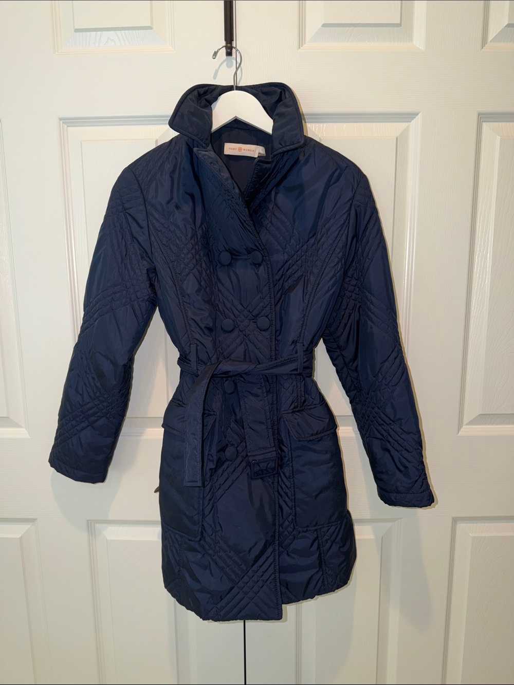Tory Burch Navy Quilted Belted Jacket - Women